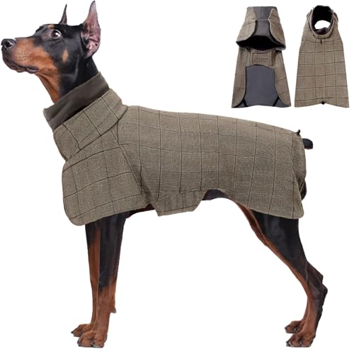 Dotoner Hundemantel Winter Derby Tweed Hundekleidung für Hunde,Warme Fleece Hundejacke Sweatshirt für kaltes Wetter,Winddicht,gemütliche Hundemäntel für kleine,mittelgroße und große Hunde von Dotoner