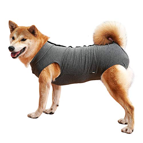 Dotoner Krankenhausanzug für Hunde und Katzen, Wundschutz für Welpen, medizinische Kleidung, nach Operationen, Ersatzkragen und Kegel(3XL, grau) von Dotoner