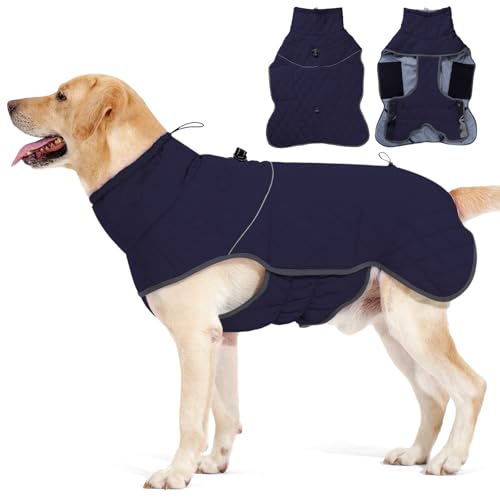 Dotoner Wasserdichter Hundemantel Reflektierende Hundejacke für kaltes Wetter mit weichem Fleecefutter Warmer Mantel mit Geschirr für kleine-große Hunde Indoor &Outdoor Camping Wandern von Dotoner