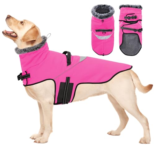 Dotoner Wasserdichter Hundemantel mit Geschirr Winter Hundemantel warme Jacken Hunde kaltes Wetter reflektierende Jacke Camping Wandermäntel von Dotoner