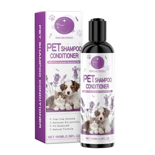 Dottduya Haustiershampoo für Hunde, Hundeshampoo und Spülung - Pet Detangler Natürliches Lavendel-Hundeshampoo | Desodorierendes, pflanzliches Haustierzubehör, feuchtigkeitsspendendes Welpenshampoo von Dottduya