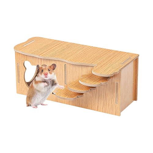 Hamsterversteck aus Holz, Zubehör für Hamsterkäfige - Habitat-Spielzeug mit Kletterleiter | Tierisches Holzhaus mit Kletterleiter für Zwerghamster, Rennmäuse von Dottduya