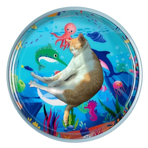 Katzen-Wasserspielmatte, sensorische Wasserspielmatte für Katzen,Interaktive wassersensorische Spielmatte - Wassersensorische Spielmatte mit Fischen zum Spielen mit Haustieren, wassersensorische Unter von Dottduya