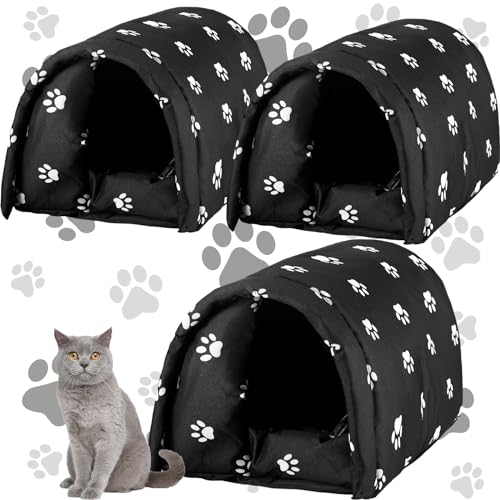 DoubleFill 3 Stück Winter-Katzenhäuser für Outdoor-Katzen, isoliert, streunende Feral, Katzen-Unterschlupf, wetterfest, kleine Hundehütte, für den Außenbereich, PET-Unterschlupf, wasserdicht, warm, von DoubleFill