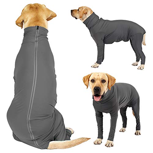 Hund Angst Mantel Erholungsanzug für kleine mittelgroße Hunde nach der Operation, 4-Beine Langarm Hund beruhigend Hemd Körper Jumpsuit für Home Car Travel (XL) von LUCKLY