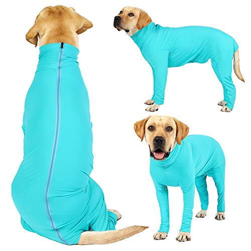 Doubleer Hund Angst Mantel Erholungsanzug für kleine mittelgroße Hunde nach der Operation, 4-Beine Langarm Hund beruhigend Hemd Körper Jumpsuit für Home Car Travel, XS-3XL von Doubleer