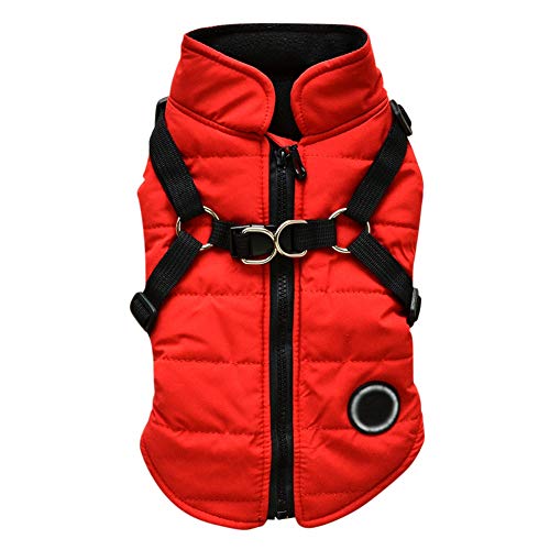 Doubleer Hundemantel Mit Trapezloch Wasserdicht Hundekleidung Bekleidung Winterjacke Warme Weste Haustier-Outfit Mäntel für kleine, mittelgroße Hunde, 4 Farben, 6 Größen von Doubleer