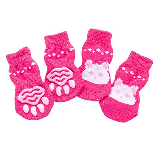 Doublehero Antirutschsocken Hunde Socken Und geeignet für mittelgroße Hunde und Socken für kleine schmutzabweisende Socken Kratzfeste Haustiersocken Haustierzubehör Tierschlappen (Pink-B, L) von Doublehero