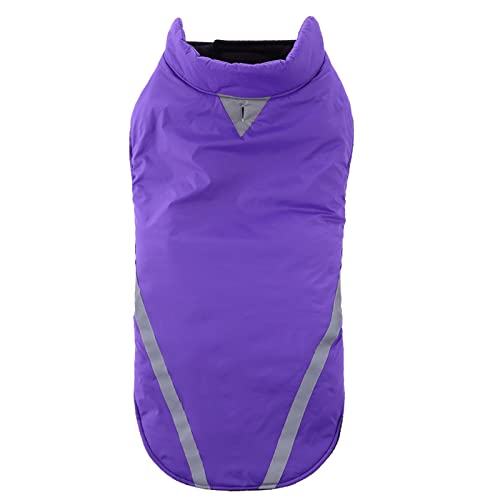 Doublehero Fleecejacke Winterjacken für Hunde wasserdichter Haustiermantel Winterwarmer Hundemantel für kleine mittelgroße Hunde Regenmantel Für Hunde Mit Geschirr (1-Purple, M) von Doublehero