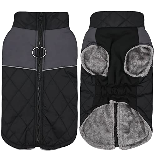 Fleecejacke Winterjacken für Hunde wasserdichter Haustiermantel Winterwarmer Hundemantel für kleine mittelgroße Hunde Regenmantel Für Hunde Mit Geschirr (Black, S) von Doublehero