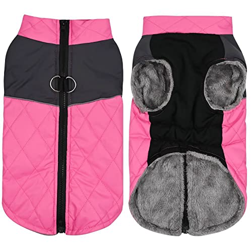 Doublehero Winterwarmer Hundemantel für kleine mittelgroße Hunde, Rosa, L, Wasserdicht, Polyester von Doublehero