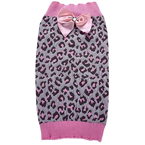 Hundekleidung Klein Hund Chihuahua Kleidung Hunde Haustier-Winter-Strickjacke-Kleidung-Rosa-Hundeniedlicher Bowknot-Welpen-Welpen-Leopard-Haustierkleidung Hunde Pullis von Doublehero