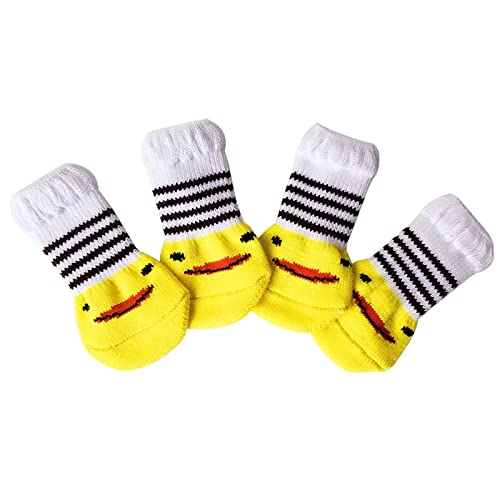 Doublehero Hundesocken Katzensocken Und Socken, geeignet und Kratzfest, für kleine Socken, mittelgroße Hunde, Haustiere, schmutzabweisende Socken, Haustierzubehör Hausschuhe 46 (1-Yellow, M) von Doublehero
