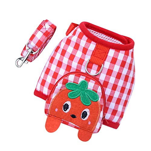 Warmer Hundemantel Cartoon Plaid Pet Weste Hundegeschirr Verstellbarer Komfort Weiches Atmungsaktives Seil Pet Brustgurt Leine Halsband Traktionsseil Set Bauchschutz Hund von Doublehero