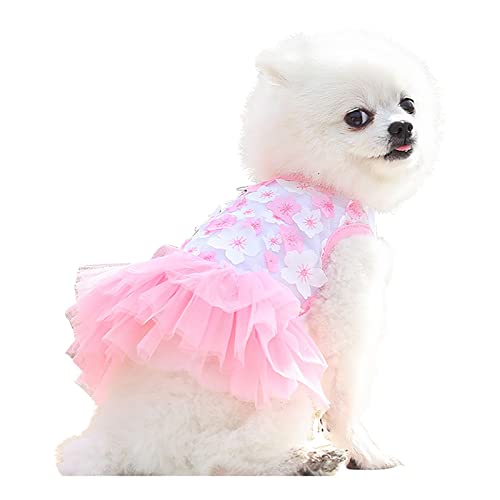 Hund Warme Hoodies Mantel Jumpsuit Haustier Kleidung Kleidung Frühlings-Haustier-Baumwollhaustier-Kleid-Frühlings-Kleid-Sommer-Baumwollversorgungen und Nette Hunde-Outfits Mädchen Sommer (Pink-E, XL) von Doublehero