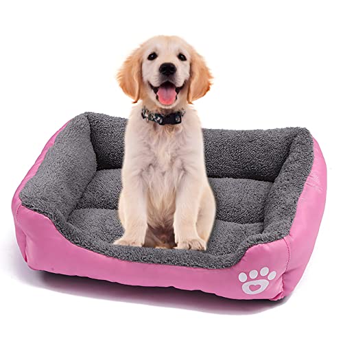 Doublehero Hundebett Hundekissen Hundekorb Hundebett mit Rand Hundekissen mit Rutschfestes Boden Weiches Waschbares Haustierbett für Kleine Mittlere und Grosse Hunde zu 3KG 43 * 32cm (Rosa) von Doublehero