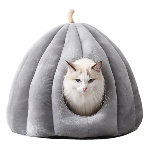 Douerhv Halloween Pumpkin Cat Bed, Indoor Pet House, Cute Cat Tent Bed Cave, Cat Den (L:20.1x20.1 * 15.8in (for Pets under17.6lb),Gray A) von Douerhv