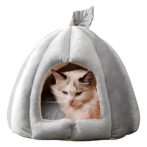 Douerhv Halloween Pumpkin Cat Bed, Indoor Pet House, Cute Cat Tent Bed Cave, Cat Den (L:20.1x20.1 * 15.8in (for Pets under17.6lb),Gray B) von Douerhv