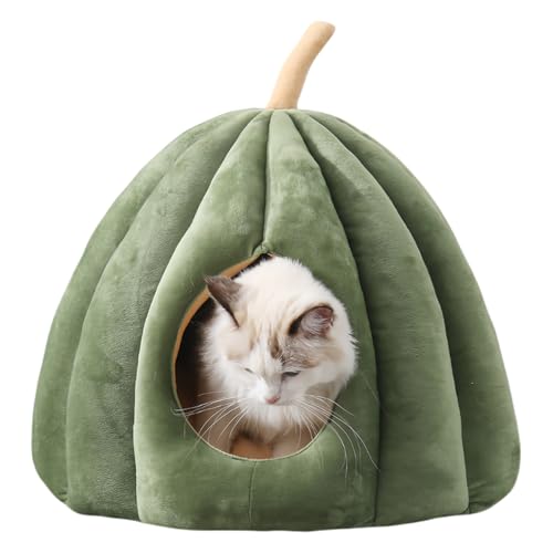 Douerhv Halloween Pumpkin Cat Bed, Indoor Pet House, Cute Cat Tent Bed Cave, Cat Den (L:20.1x20.1 * 15.8in (for Pets under17.6lb),Green A) von Douerhv