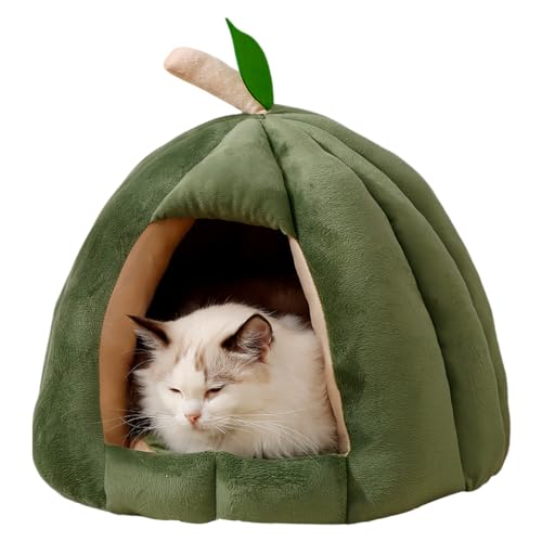 Douerhv Halloween Pumpkin Cat Bed, Indoor Pet House, Cute Cat Tent Bed Cave, Cat Den (L:20.1x20.1 * 15.8in (for Pets under17.6lb),Green B) von Douerhv