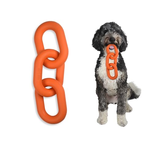 Doug's Dog Supplies Chain Link Tug Toy, Tug Toys for Dogs, Rubber Chain Toy for Tug of War (Orange) von Doug's Dog Supplies
