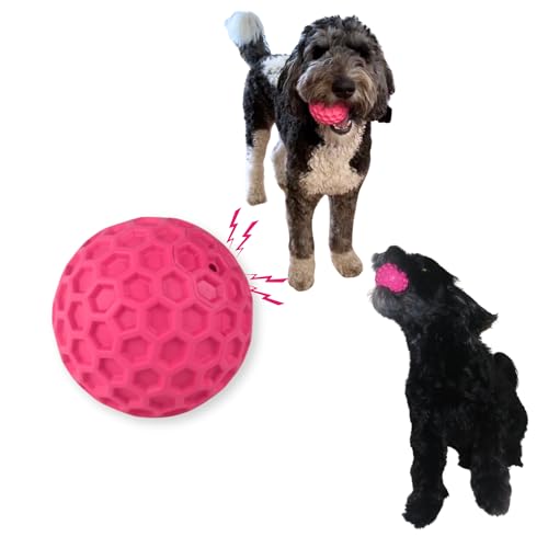 Doug's Dog Supplies Honeycomb Squeaky Ball, Hundebälle Quietschbälle für Hunde, Gummi Hundeball für mittelgroße bis große Hunde (Rosa, 1) von Doug's Dog Supplies