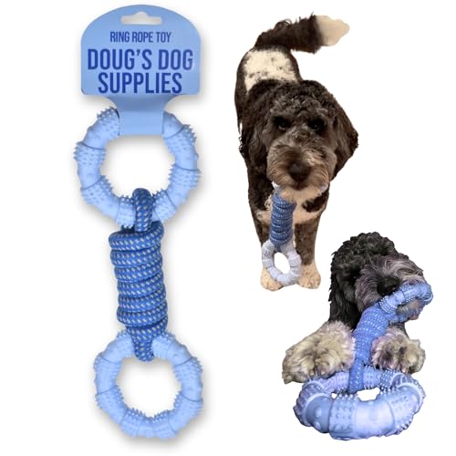 Doug's Dog Supplies Ringseil Spielzeug, Zerrspielzeug für aggressive Kauer (Blau) von Doug's Dog Supplies