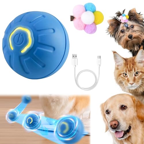 Interaktives Hunde Ball Spielzeug,Automatisch Rollender Ball mit LED-Leuchten,Hundespielzeug Intelligenz Ball,Intelligenter Rollball für Hunde,Hundeball Elektrisch,Wiederaufladbar Hundespielzeug Ball von Doukesh