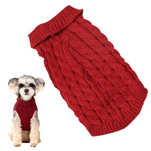 Haustier Pullover,Hundepullover,Hunde Pullover,Sweater Hunde,Hundepulli für Kleine Hunde,Winter Warmer Hund Katze Pullover,Welpenpullover,Weihnachten Hundepullover,Warmer Hundekleidung,Rot,M von Doukesh