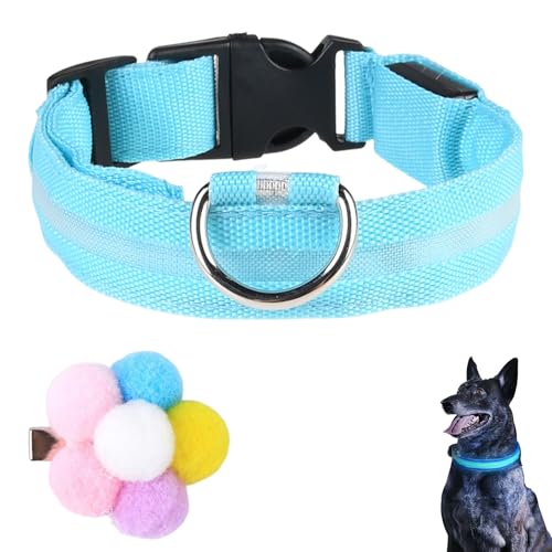 Leuchtendes Hundehalsband, wiederaufladbar und wasserdicht, leuchtendes Hundehalsband, LED-Halsband für Hunde, wiederaufladbar, USB, verstellbar, LED-Halsband für mittelgroße und große Hunde, 50 cm, von Doukesh