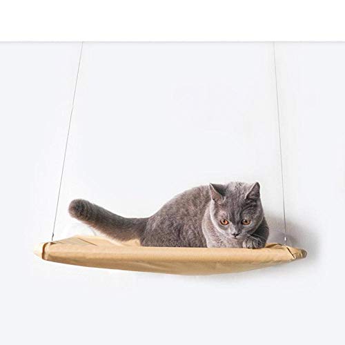 Doumadup Fensterplätze Für Katzen Beige Hängende Katzenbettmatte Weiche Katzenhängematte Fenster-Hängematten Zwinger 15 Kg Cat Safe Hanging Shelf Sitz Betten Cover Cushion @ Beige 55X35Cm von Doumadup