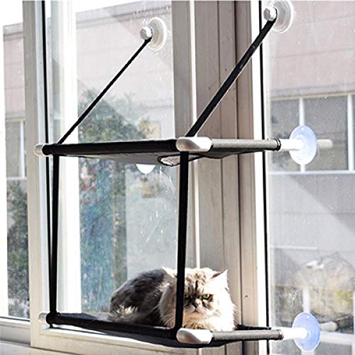 Fensterplätze Für Katzen Katze Fenster Hängematte Saugnapf Bett Montiert Topf Bett Matte Katze Liege Barsch Kissen Hängenden Regal Sitz Mit Saugnapf Liege Für Katze @ Double Layer L von Doumadup