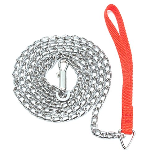 Doumneou Robuste Metallkette für Hundeleine, 1,6 m, mit Clip, roter von Doumneou