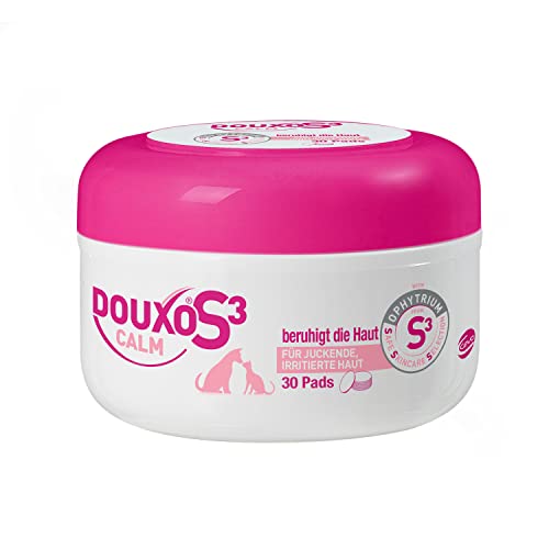 Douxo S3 Calm Pads | für Hunde & Katzen | Baumwoll-Pads |Pflege für juckende, gereizte und empfindliche Haut | Hautberuhigend & Feuchtigkeitsspendend | für Allergiker geeignet | 30 Stück von Douxo S3