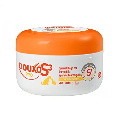 Douxo S3 CEVA Pyo Pads | 30 Stück | Reinigungspads für Hunde und Katzen | Zum Reinigen und Desinfizieren der Haut | Bei bakteriellem und/oder hefebedingtem Ungleichgewicht von Douxo S3