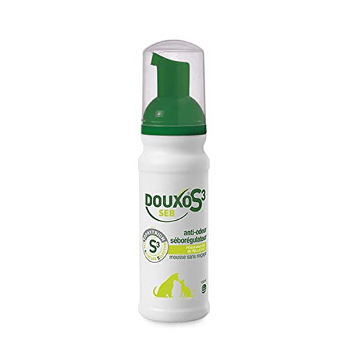 DOUXO S3 SEB Pflegeschaum gegen Geruch und Seboregulator, ohne Ausspülen, für Hunde und Katzen mit Schuppen, fettigen Haaren und schlechten Gerüchen, 150 ml von Douxo S3