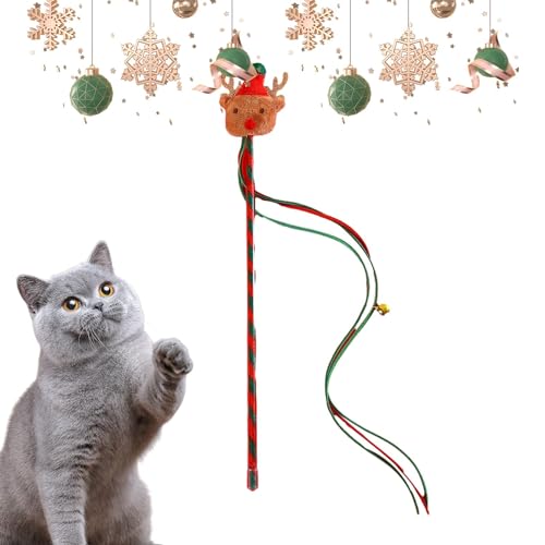 Dovxk Katzen-Teaser-Stick - Interaktives Weihnachtsspielzeug für Haustiere | Wiederverwendbares interaktives Catcher-Teaser-Spielzeug für kleine, mittelgroße Katzen und Haustiere von Dovxk