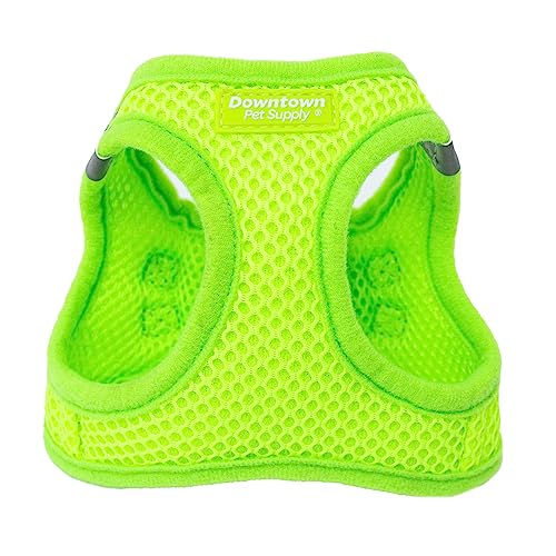 Downtown Pet Supply,Hundegeschirr für große Hunde gegen Ziehen,Step in Hundegeschirr,Gepolstertes Netzgewebe Hundeweste mit reflektierendem Saum, Klettverschluss und Schnallenriemen,Atomic Yellow,L von Downtown Pet Supply