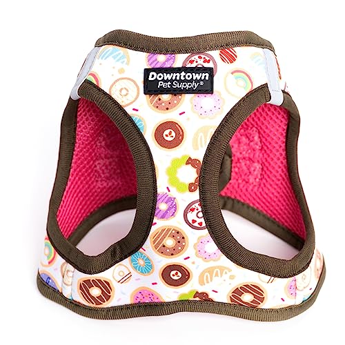 Downtown Pet Supply,Hundegeschirr für mittelgroße Hunde gegen Ziehen,Step in Hundegeschirr,Gepolstertes Netzgewebe Hundeweste mit reflektierendem Rand, Klettverschluss und Schnallenriemen,Donut,M von Downtown Pet Supply