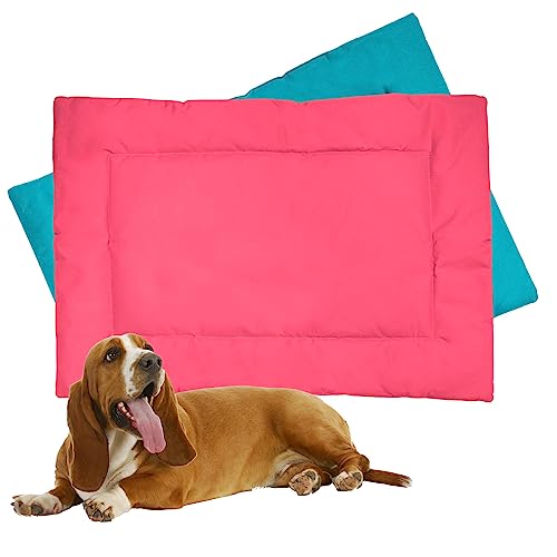 Downtown Pet Supply Hundekäfig-Pad, 73,8 x 50,8 cm, Blau und Immergrün – wasserdichtes Ripstop-Nylongewebe, Hundekäfig-Matte, kaufest und maschinenwaschbar – mittelgroßes gepolstertes Hundebett von Downtown Pet Supply