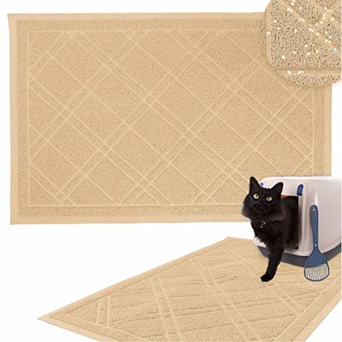 Downtown Pet Supply Non-Slip Padded Mesh Kitty Litter Mat Trapping Tray for Cats and Kittens (Beige, Large) von Downtown Pet Supply