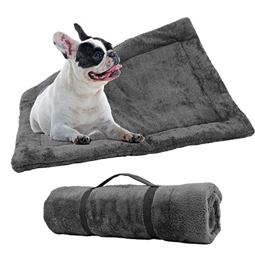 Downtown Pet Supply Selbstwärmende Thermo-Kistenmatten mit Griff, wärmende Hundehüttenpolster für Hunde, Katzen und Haustiere, erhältlich in Grau und Braun, Größe S, M und L, Small (29" x 20"), grau von Downtown Pet Supply