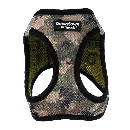 Downtown Pet Supply Step in Hundegeschirr für kleine Hunde, kein Ziehen, Größe L, Camouflage-Grün, verstellbares Geschirr mit gepolstertem Netzstoff und reflektierendem Rand, Schnallenriemen für Hunde von Downtown Pet Supply