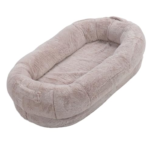 Dpofirs Extra Große Menschliche Hunde Betten für Erwachsene, Bean-Beutel-Bett Oval mit Abnehmbarem Bezug, Wasch Bares Kunstpelz-Nicken Bett für Haustiere (175 * 90 * 30CM) von Dpofirs