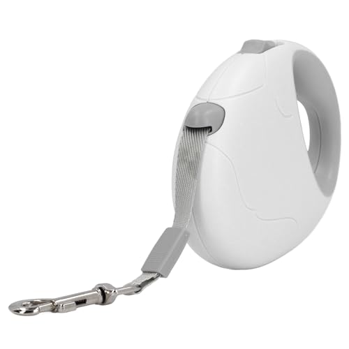 Einziehbare Hundeleine, Automatisches Hundezugseil mit Rutschfestem, Ergonomischem Griff, Teleskop-Traktor-Hundeband für Mittelgroße und Kleine Hunde, Teddy Corky (White) von Dpofirs