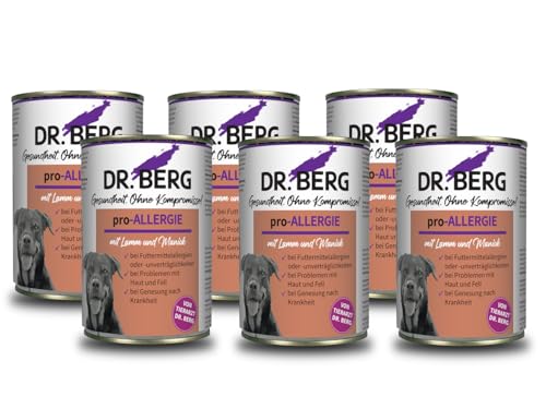 Dr. Berg pro-ALLERGIE: Nassfutter für Hunde: Diätfutter bei Futtermittelallergie & Hautproblemen (6 x 400 g) von Dr. Berg