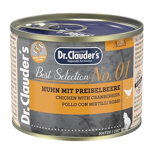 Dr. Clauder's Best Selection Adult No. 1 Huhn mit Preiselbeeren | 6 x 200 g von Dr. Clauder's