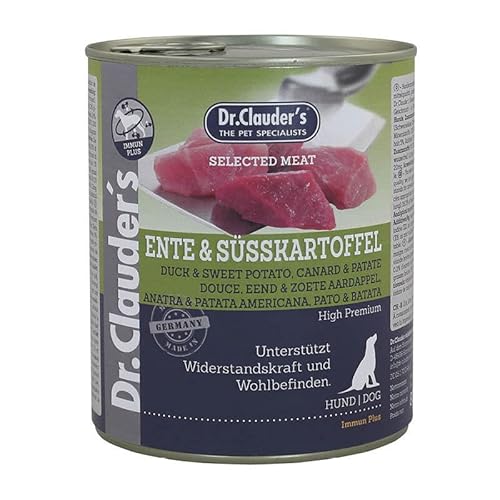 DR.CLAUDER'S - Selected Meat Prebiotic | Nassfutter in Lebensmittelqualität mit immunstärkenden Hefebetaglucanen für ausgewachsene Hunde. Alleinfutter in der Dose | 800g Ente&Süßkartoffel von Dr.Clauder´s