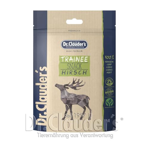 DR.CLAUDER'S - Trainee Snack | Leicht verdauliche Snacks aus 95% Fleisch mit Inulin für Hunde und Katzen. Schonend dampftrocknete Leckerlis im Frischebeutel | 80g Hirsch von Dr.Clauder´s