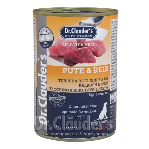 Dr. Clauders Dog Pute & Reis | 6X 400g Hundefutter nass von Dr. Clauders